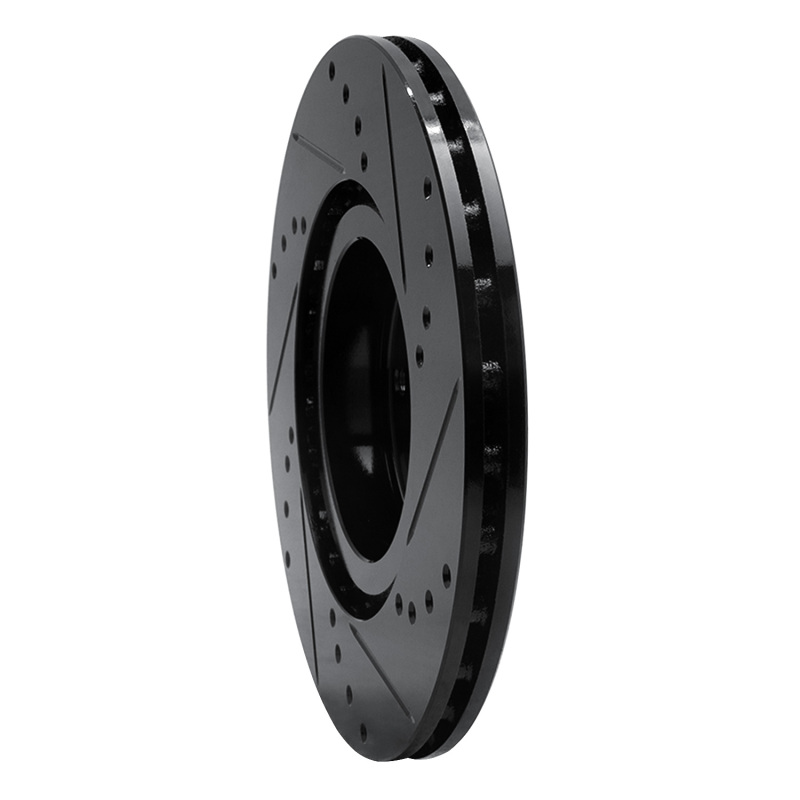 Fiat 500E Brake Rotor (1) - Front Left - R1 Concepts - Drilled & Slotted - Black - `12-`19